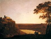 Joseph wright of derby Lake Nemi at Sunset oil on canvas